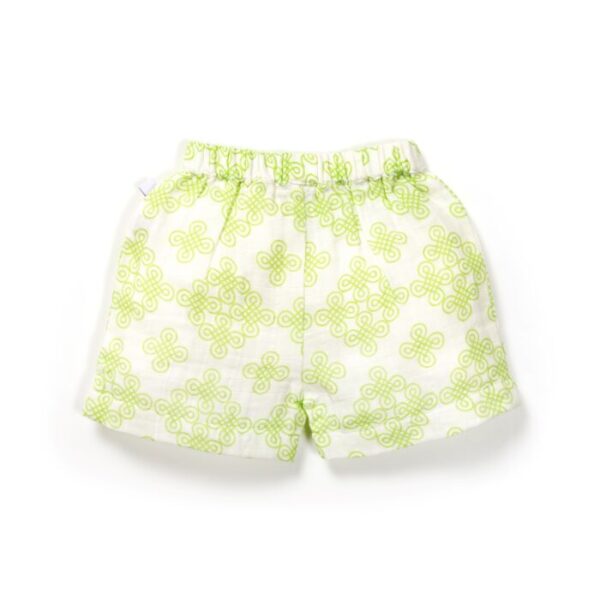 Unisex Baby Kolam Printed 100% Organic Cotton Jhabla and Shorts Set - White - Image 6