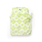 Unisex Baby Kolam Printed 100% Organic Cotton Jhabla and Shorts Set - White - Image 2