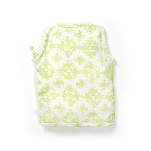 Unisex Baby Kolam Printed 100% Organic Cotton Jhabla, Langot and Cap Set - White - Image 3