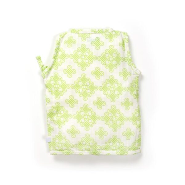 Unisex Baby Kolam Printed 100% Organic Cotton Jhabla and Shorts Set - White - Image 3