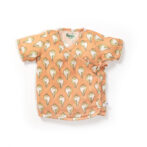 Unisex Baby Shankh Printed 100% Organic Cotton Jhabla and Langot Set - Orange and White - Image 2