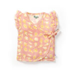 Baby Girls Seashell Printed 100% Organic Cotton Jhabla and Langot Set - Pink and White - Image 2