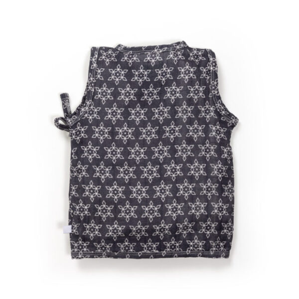 Unisex Baby Star Printed 100% Organic Cotton Jhabla and Langot Set - Navy and White - Image 3