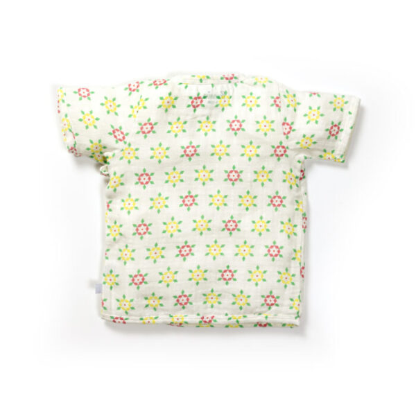 Unisex Baby Geometric Printed 100% Organic Cotton Jhabla and Langot Set - White - Image 3