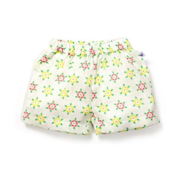 Unisex Baby Geometrical Printed 100% Organic Cotton Jhabla and Shorts Set - White - Image 5