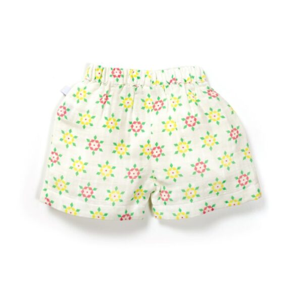 Unisex Baby Geometrical Printed 100% Organic Cotton Jhabla and Shorts Set - White - Image 6