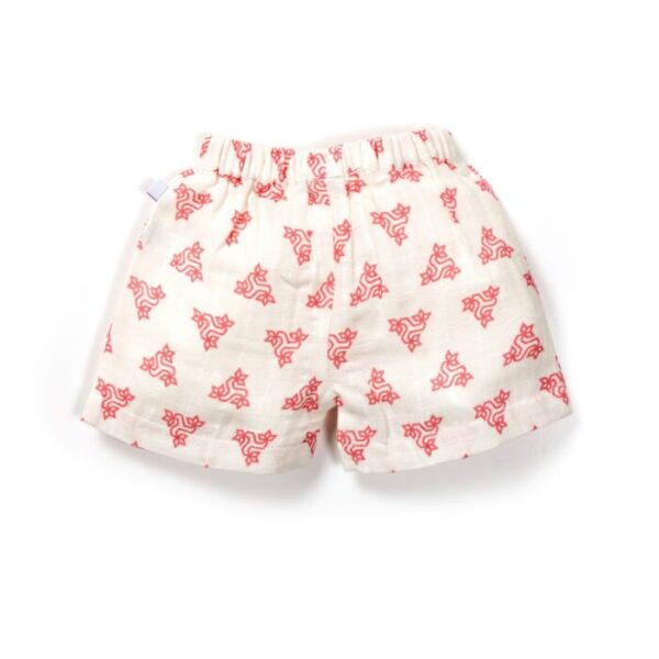 Unisex Baby Triangle Printed 100% Organic Cotton Jhabla and Shorts Set - White - Image 6