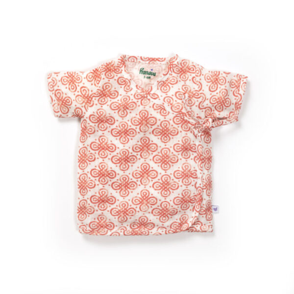 Unisex Baby Batik Printed 100% Organic Cotton Jhabla and Langot Set - White - Image 2