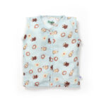 Unisex Baby Damru Printed 100% Organic Cotton Jhabla and Langot Set - Sky Blue and White - Image 2