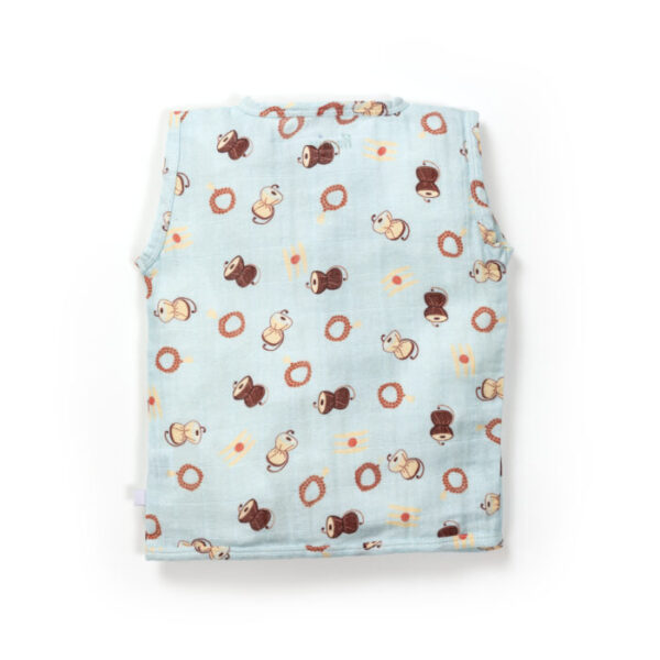 Unisex Baby Damru Printed 100% Organic Cotton Jhabla and Langot Set - Sky Blue and White - Image 3