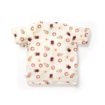 Unisex Baby Damru Printed 100% Organic Cotton Jhabla and Shorts Set - White - Image 2