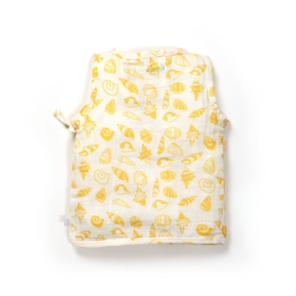 Unisex Baby Seashell Printed 100% Organic Cotton Jhabla, Langot and Cap Set - White - Image 3