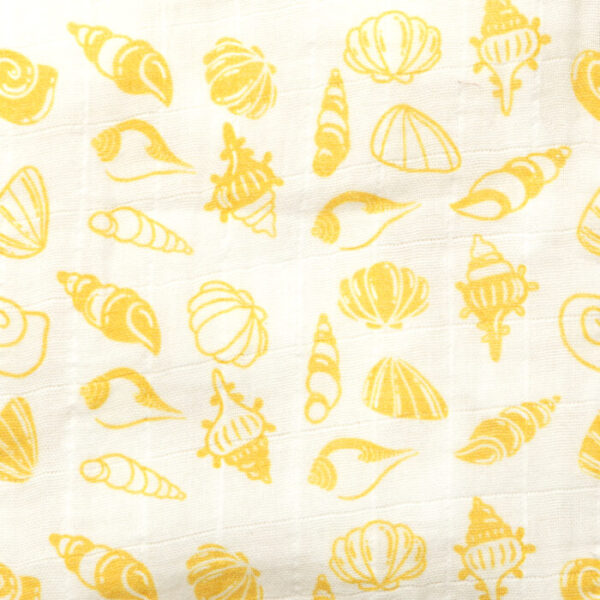 Unisex Baby Seashell Printed 100% Organic Cotton Jhabla, Langot and Cap Set - White - Image 4