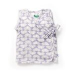 Unisex Baby Lotus Printed 100% Organic Cotton Jhabla and Shorts Set - Purple - Image 2