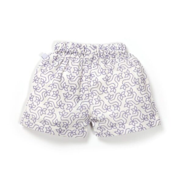 Unisex Baby Geometric flower Printed 100% Organic Cotton Jhabla and Shorts Set - White - Image 6