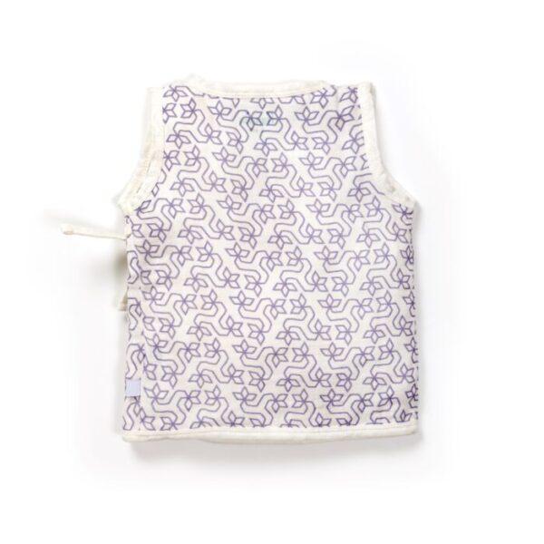 Unisex Baby Geometric flower Printed 100% Organic Cotton Jhabla and Shorts Set - White - Image 3