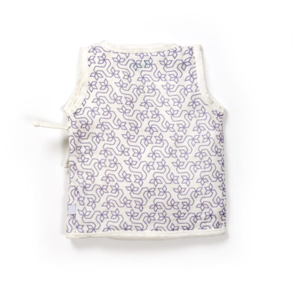 Unisex Baby Geometric Printed 100% Organic Cotton Jhabla and Langot Set - White - Image 3