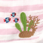 Unisex Baby Sea life Printed 100% Organic Cotton Jhabla and Nappy Set - Pink and White - Image 4