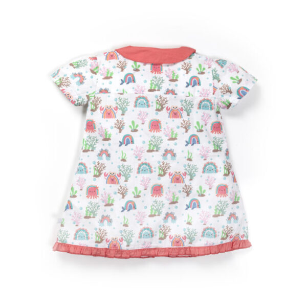Baby Girls Printed 100% Organic Cotton Sleepsuit with 3/4 pant - White - Image 3