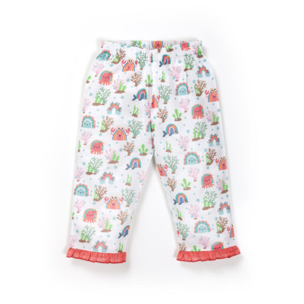Baby Girls Printed 100% Organic Cotton Sleepsuit with 3/4 pant - White - Image 5