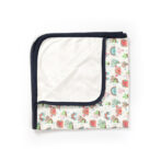 Unisex 100% Organic Cotton Sea Life Printed Interlock Blanket for Newborn Baby- White - Image 3
