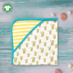 Unisex 100% Organic Cotton Seahorse Printed Interlock Blanket for Newborn Baby- White