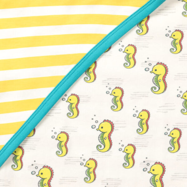 Unisex 100% Organic Cotton Seahorse Printed Interlock Blanket for Newborn Baby- White - Image 5