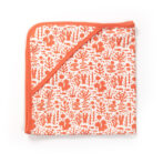 Unisex 100% Organic Cotton Sea Life printed Interlock blanket for Newborn Baby- White and Orange - Image 2