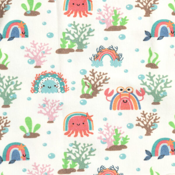Kids and Newborn Babies 100% Organic Cotton Sea Life Printed Burp Cloths - Blue and White - Pack of 3 - Image 7