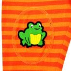 Trendy Baby Wear for Boys 100% Organic Cotton Stripe Joggers Pant with Frog Embroidered - Orange - Image 4