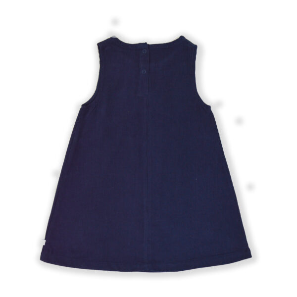 Fashionable Kids Wear for Girls 100% Organic Cotton Sleeveless Corduroy A-Line Frock with Mushroom Embroidered - Navy - Image 4