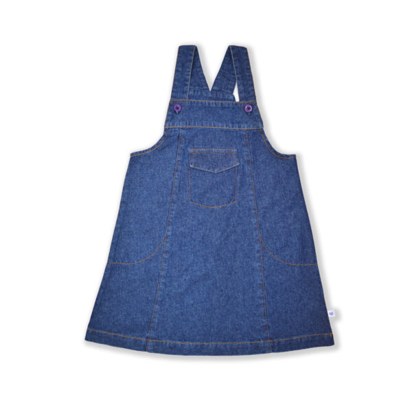 Modern Kids Wear for Girls 100% Organic Cotton Denim Dungree - Blue - Image 3