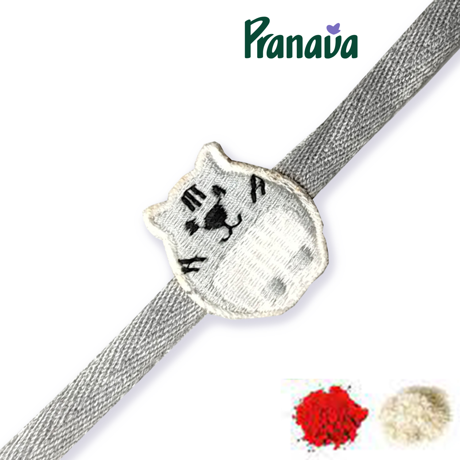 PR23-04 (1) 100% Organic Cotton Kitty Embroidered Raksha Bandhan Bracelet for Baby and Kids - Image 1