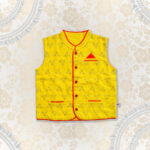 Boys Organic Cotton Rangoli Embroidered Ethnic Jacket-Yellow