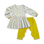 Girls Organic Cotton Rangoli Printed Top & Salwar - White - Image 3