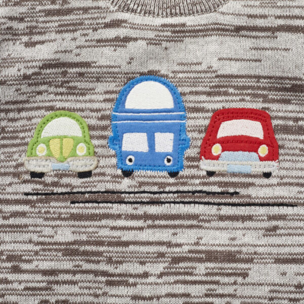 Boys Car & Bus Embroidered 100% Organic Cotton Sweater - Image 2