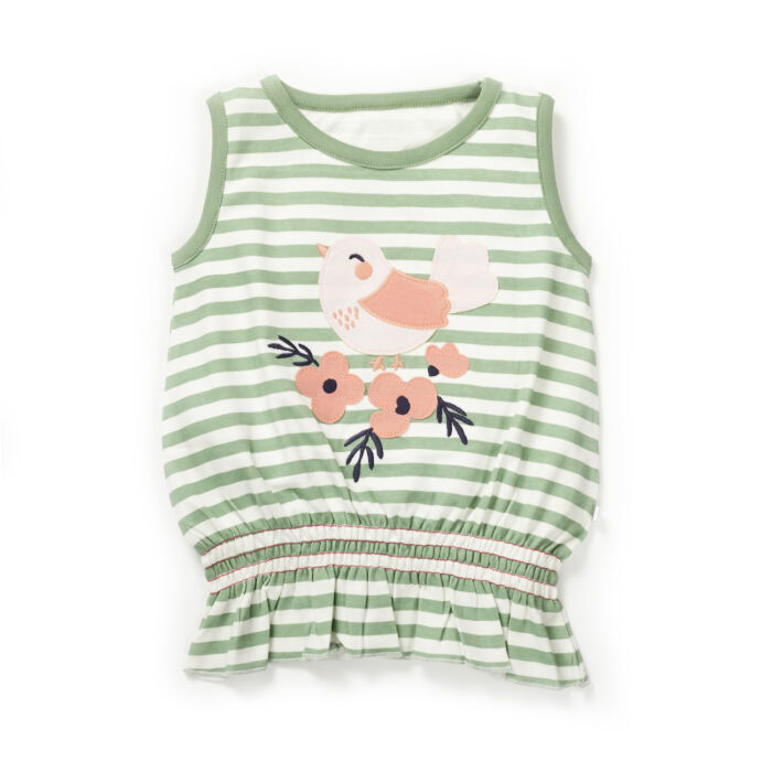 31_Aug_23_Pranava1428.jpg Girls Birds & Floral Embroidered Organic Cotton Top - Image 1