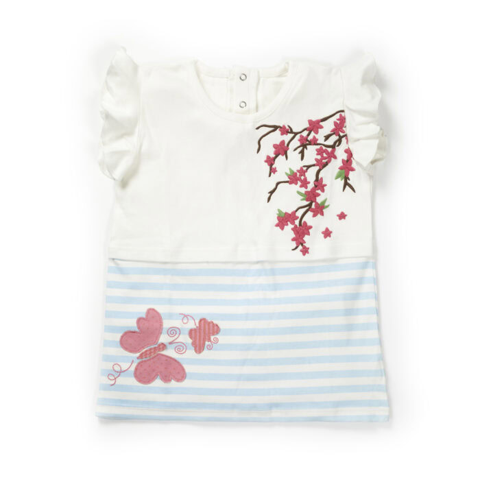 31_Aug_23_Pranava1650.jpg Girls Butterfly & Floral Embroidered Organic Cotton Top - Image 1