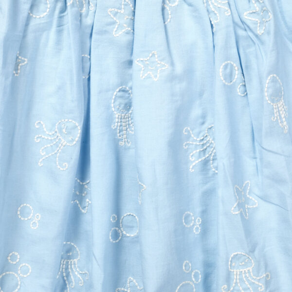 Girls 100% Organic Cotton Sea Life Embroidered Frock - Image 3