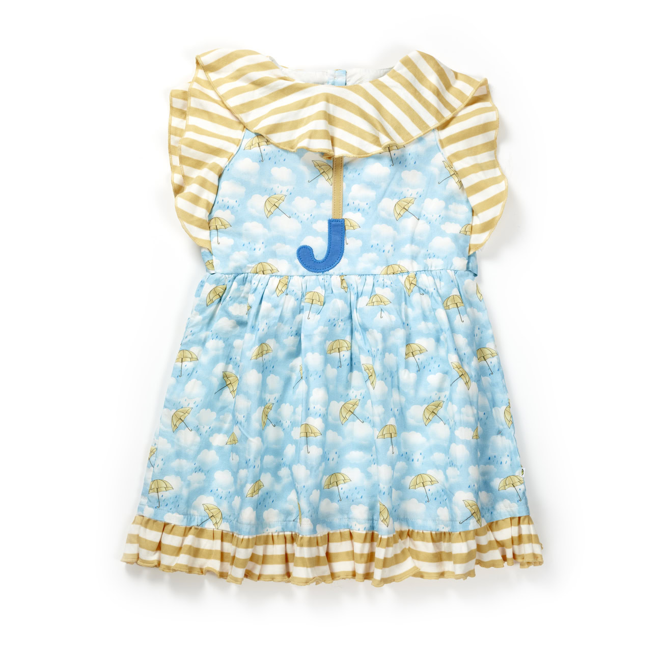 31_Aug_23_Pranava1673.jpg Girls Organic Cotton Umbrella Pattern Printed Frock - Image 1