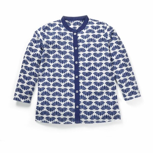 Boys Ethnic Lotus Printed Kurta and Pajama Set - Image 2