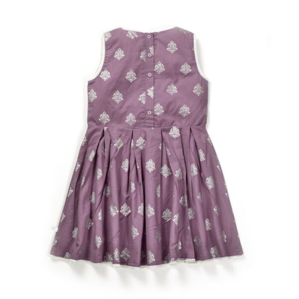 Girls Glitter Printed 100% Organic Cotton Frock - Image 2