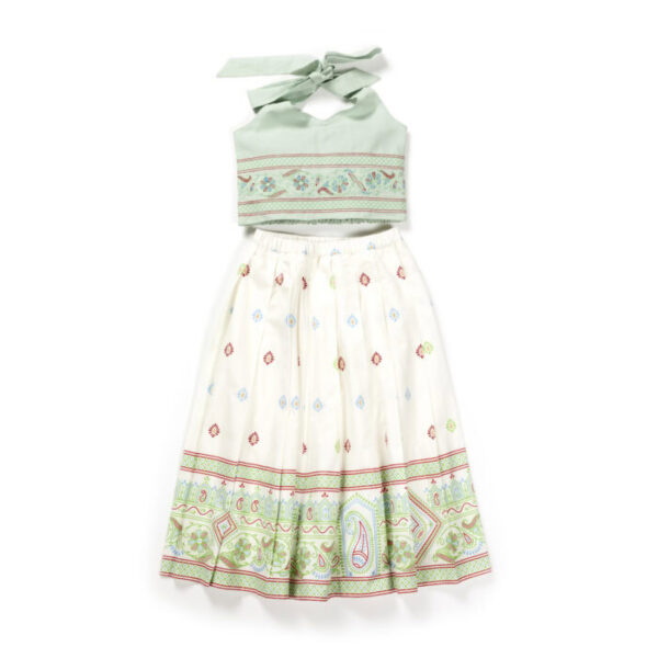 Girls Festive Printed Skirt, Blouse & Shaded Dupatta - Image 2
