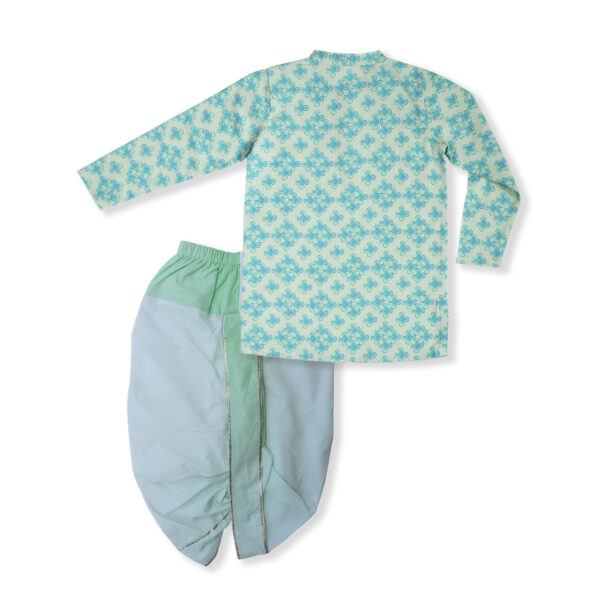 Boys Organic Cotton Printed Kurta & Gradient Dhoti - Image 3