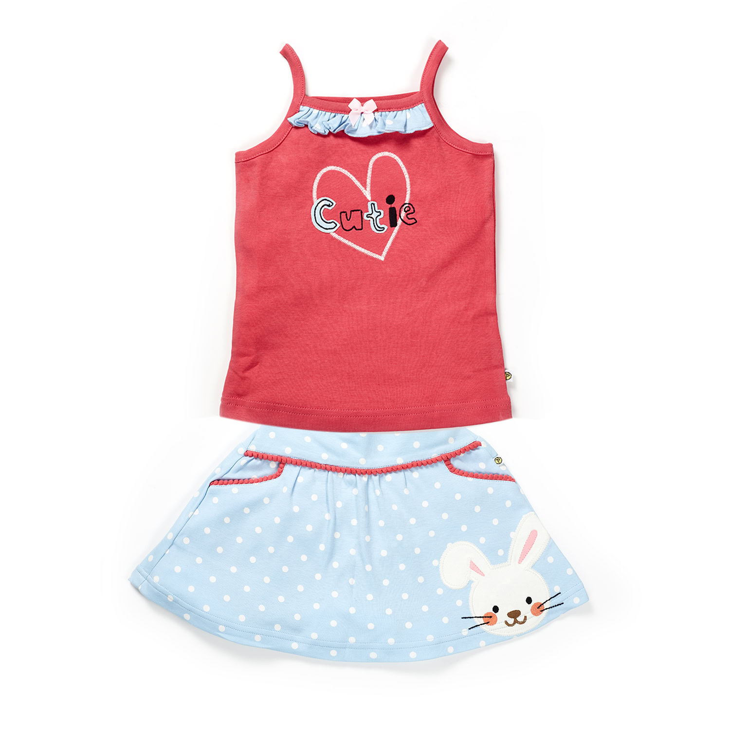 IGFT-22-6-9m-Fuchia.jpg Girls 100% Organic Cotton Camisole & Skirt - Image 1