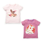 Girls Unicorn & Deer Printed T-Shirt Combo