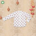 Boys 100% Organic Cotton Rangoli Printed Ethnic Shirt - Image 2