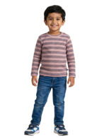 100% Organic Cotton Full Sleeves Round Neck Striped Tee - Image 6