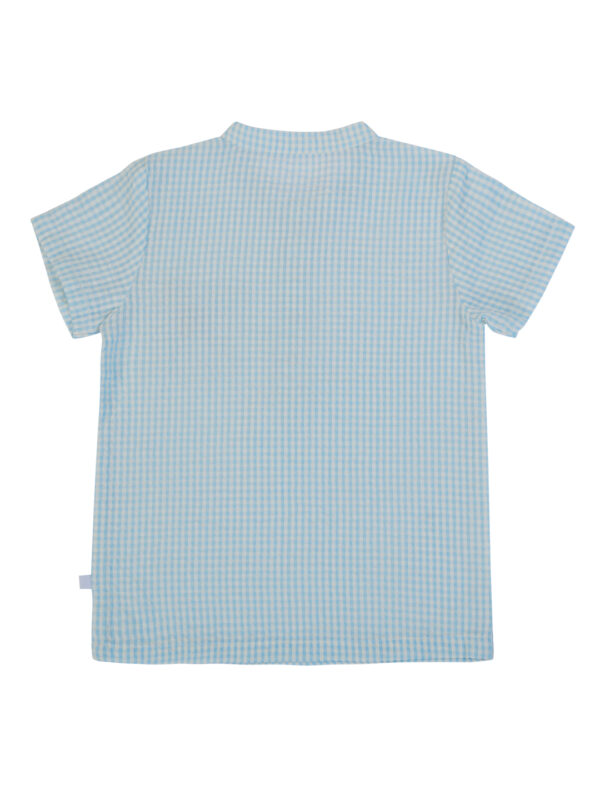 Boys Organic Cotton Seer-Sucker Aqua Checks Co-Ordinate - Image 4