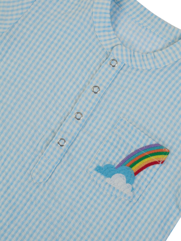 Boys Organic Cotton Seer-Sucker Aqua Checks Co-Ordinate - Image 7